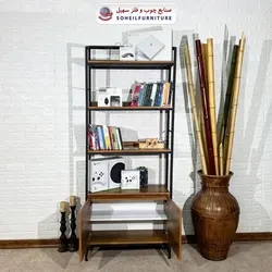 استند کتابخانه MDF و فلز سهیل کمد دار
