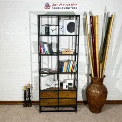 استند کتابخانه MDF و فلز سهیل مدل دوقلو