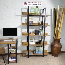 استند کتابخانه MDF و فلز سهیل مدل دوقلو