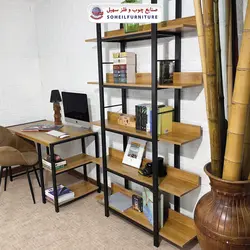 استند کتابخانه MDF و فلز سهیل مدل دوقلو