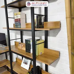 استند کتابخانه MDF و فلز سهیل مدل دوقلو
