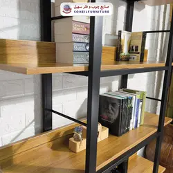 استند کتابخانه MDF و فلز سهیل مدل دوقلو