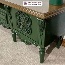 میز تلویزیون کلاسیک چوب و MDF مدل 135 سهیل (روکش طبیعی بلوط) (یشمی)