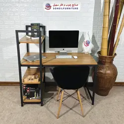 میز تحریر(میز کامپیوتر) MDF و فلز سهیل مدل 776 کتابخانه دار - صنایع چوب و فلز سهیل