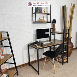 میز تحریر(میز کامپیوتر) MDF و فلز سهیل مدل 776 کتابخانه دار - صنایع چوب و فلز سهیل