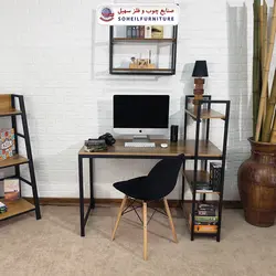 میز تحریر(میز کامپیوتر) MDF و فلز سهیل مدل 776 کتابخانه دار - صنایع چوب و فلز سهیل