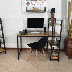 میز تحریر(میز کامپیوتر) MDF و فلز سهیل مدل 776 کتابخانه دار - صنایع چوب و فلز سهیل