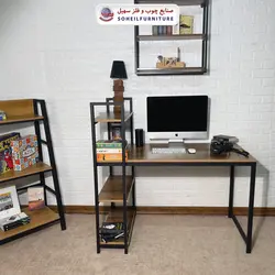 میز تحریر(میز کامپیوتر) MDF و فلز سهیل مدل 776 کتابخانه دار - صنایع چوب و فلز سهیل