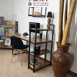 میز تحریر(میز کامپیوتر) MDF و فلز سهیل مدل 776 کتابخانه دار - صنایع چوب و فلز سهیل
