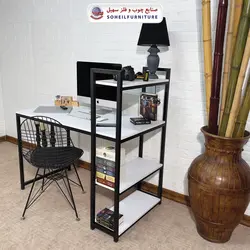 میز تحریر(میز کامپیوتر) MDF و فلز سهیل مدل 776 کتابخانه دار - صنایع چوب و فلز سهیل