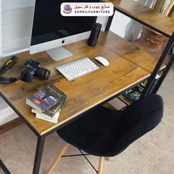 میز تحریر(میز کامپیوتر) MDF و فلز سهیل مدل 776 کتابخانه دار - صنایع چوب و فلز سهیل
