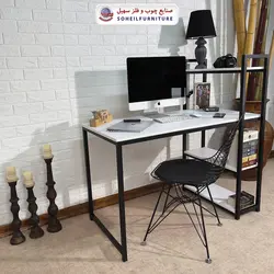 میز تحریر(میز کامپیوتر) MDF و فلز سهیل مدل 776 کتابخانه دار - صنایع چوب و فلز سهیل