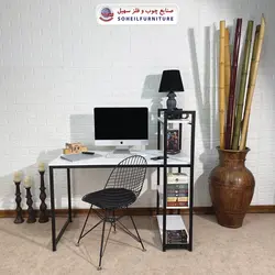 میز تحریر(میز کامپیوتر) MDF و فلز سهیل مدل 776 کتابخانه دار - صنایع چوب و فلز سهیل