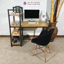 میز تحریر(میز کامپیوتر) MDF و فلز سهیل مدل 776 کتابخانه دار - صنایع چوب و فلز سهیل