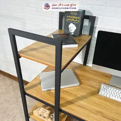 میز تحریر(میز کامپیوتر) MDF و فلز سهیل مدل 776 کتابخانه دار - صنایع چوب و فلز سهیل