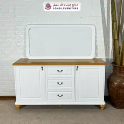 آینه کنسول چوبی کشودار مدرن مدل 140 سهیل(روکش طبیعی چوب بلوط) - صنایع چوب و فلز سهیل