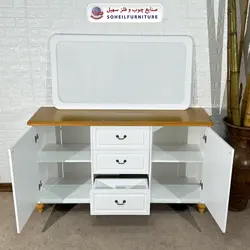 آینه کنسول چوبی کشودار مدرن مدل 140 سهیل(روکش طبیعی چوب بلوط) - صنایع چوب و فلز سهیل