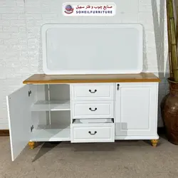 آینه کنسول چوبی کشودار مدرن مدل 140 سهیل(روکش طبیعی چوب بلوط) - صنایع چوب و فلز سهیل