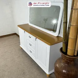 آینه کنسول چوبی کشودار مدرن مدل 140 سهیل(روکش طبیعی چوب بلوط) - صنایع چوب و فلز سهیل