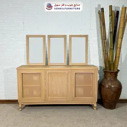 آینه کنسول حصیری چوبی مدرن مدل 142جدید سهیل(روکش طبیعی چوب بلوط) - صنایع چوب و فلز سهیل