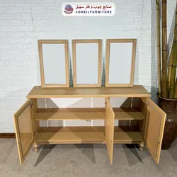 آینه کنسول حصیری چوبی مدرن مدل 142جدید سهیل(روکش طبیعی چوب بلوط) - صنایع چوب و فلز سهیل