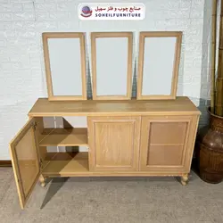 آینه کنسول حصیری چوبی مدرن مدل 142جدید سهیل(روکش طبیعی چوب بلوط) - صنایع چوب و فلز سهیل
