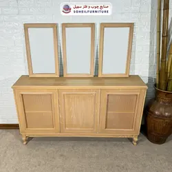 آینه کنسول حصیری چوبی مدرن مدل 142جدید سهیل(روکش طبیعی چوب بلوط) - صنایع چوب و فلز سهیل
