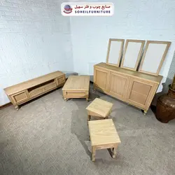 آینه کنسول حصیری چوبی مدرن مدل 142جدید سهیل(روکش طبیعی چوب بلوط) - صنایع چوب و فلز سهیل