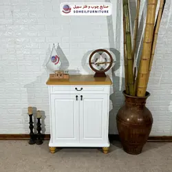 جاکفشی چوب و MDF مدل 140 سهیل (جاکفشی سفید خودرنگ روکش طبیعی چوب بلوط) - صنایع چوب و فلز سهیل