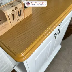 جاکفشی چوب و MDF مدل 140 سهیل (جاکفشی سفید خودرنگ روکش طبیعی چوب بلوط) - صنایع چوب و فلز سهیل