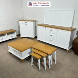 جاکفشی چوب و MDF مدل 140 سهیل (جاکفشی سفید خودرنگ روکش طبیعی چوب بلوط) - صنایع چوب و فلز سهیل