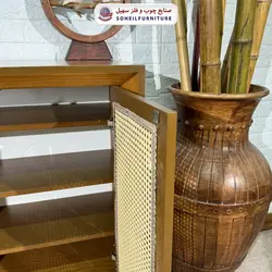 جاکفشی حصیری چوب و MDF مدل 134 سهیل (روکش طبیعی چوب بلوط حصیربافت) - صنایع چوب و فلز سهیل