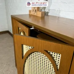جاکفشی حصیری چوب و MDF مدل 134 سهیل (روکش طبیعی چوب بلوط حصیربافت) - صنایع چوب و فلز سهیل