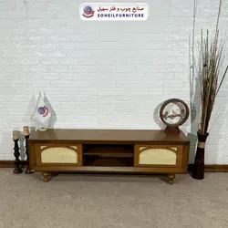 میز تلویزیون مدرن حصیری چوب و MDF مدل 134 سهیل (روکش طبیعی چوب بلوط) - صنایع چوب و فلز سهیل