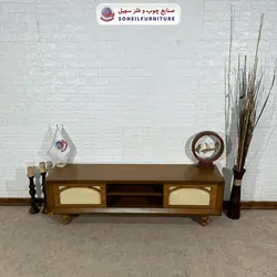 میز تلویزیون مدرن حصیری چوب و MDF مدل 134 سهیل (روکش طبیعی چوب بلوط) - صنایع چوب و فلز سهیل
