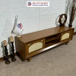 میز تلویزیون مدرن حصیری چوب و MDF مدل 134 سهیل (روکش طبیعی چوب بلوط) - صنایع چوب و فلز سهیل