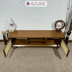 میز تلویزیون مدرن حصیری چوب و MDF مدل 134 سهیل (روکش طبیعی چوب بلوط) - صنایع چوب و فلز سهیل