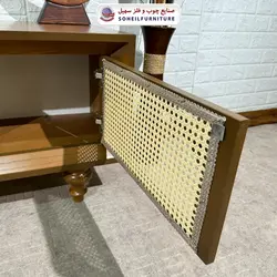 میز تلویزیون مدرن حصیری چوب و MDF مدل 134 سهیل (روکش طبیعی چوب بلوط) - صنایع چوب و فلز سهیل