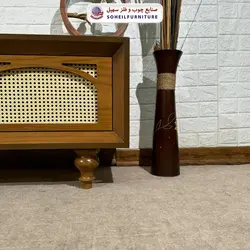 میز تلویزیون مدرن حصیری چوب و MDF مدل 134 سهیل (روکش طبیعی چوب بلوط) - صنایع چوب و فلز سهیل