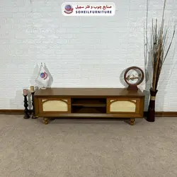 میز تلویزیون مدرن حصیری چوب و MDF مدل 134 سهیل (روکش طبیعی چوب بلوط) - صنایع چوب و فلز سهیل
