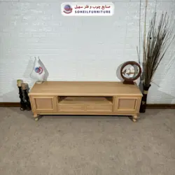 میز تلویزیون مدرن حصیری چوب و MDF مدل 142جدید سهیل (روکش طبیعی چوب بلوط) - صنایع چوب و فلز سهیل