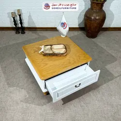 میز جلومبلی چوبی مدرن کشو دار مدل 140 سهیل (روکش طبیعی چوب بلوط) - صنایع چوب و فلز سهیل