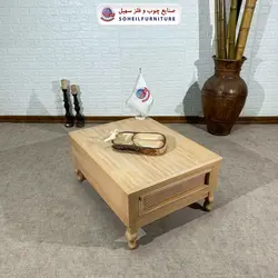 میز جلومبلی حصیری چوبی مدرن مدل 142جدید سهیل (جلومبلی حصیربافت با روکش طبیعی چوب بلوط) - صنایع چوب و فلز سهیل