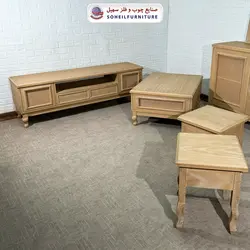 میز جلومبلی حصیری چوبی مدرن مدل 142جدید سهیل (جلومبلی حصیربافت با روکش طبیعی چوب بلوط) - صنایع چوب و فلز سهیل