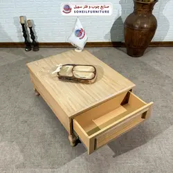 میز جلومبلی حصیری چوبی مدرن مدل 142جدید سهیل (جلومبلی حصیربافت با روکش طبیعی چوب بلوط) - صنایع چوب و فلز سهیل