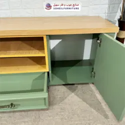 میز تلویزیون مدرن چوب و MDF مدل 144 سهیل (روکش طبیعی چوب بلوط) - صنایع چوب و فلز سهیل