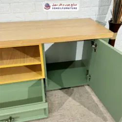 میز تلویزیون مدرن چوب و MDF مدل 144 سهیل (روکش طبیعی چوب بلوط) - صنایع چوب و فلز سهیل