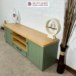 میز تلویزیون مدرن چوب و MDF مدل 144 سهیل (روکش طبیعی چوب بلوط) - صنایع چوب و فلز سهیل