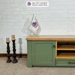 میز تلویزیون مدرن چوب و MDF مدل 144 سهیل (روکش طبیعی چوب بلوط) - صنایع چوب و فلز سهیل