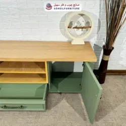 میز تلویزیون مدرن چوب و MDF مدل 144 سهیل (روکش طبیعی چوب بلوط) - صنایع چوب و فلز سهیل